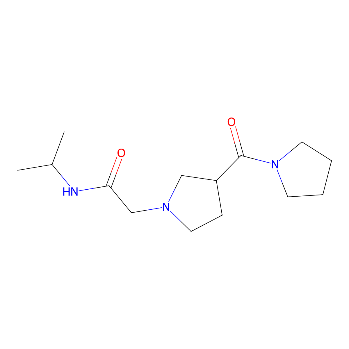 N-(propan-2-yl)-2-[3-(pyrrolidine-1-carbonyl)pyrrolidin-1-yl]acetamide molecular structure, CAS 2877702-98-0