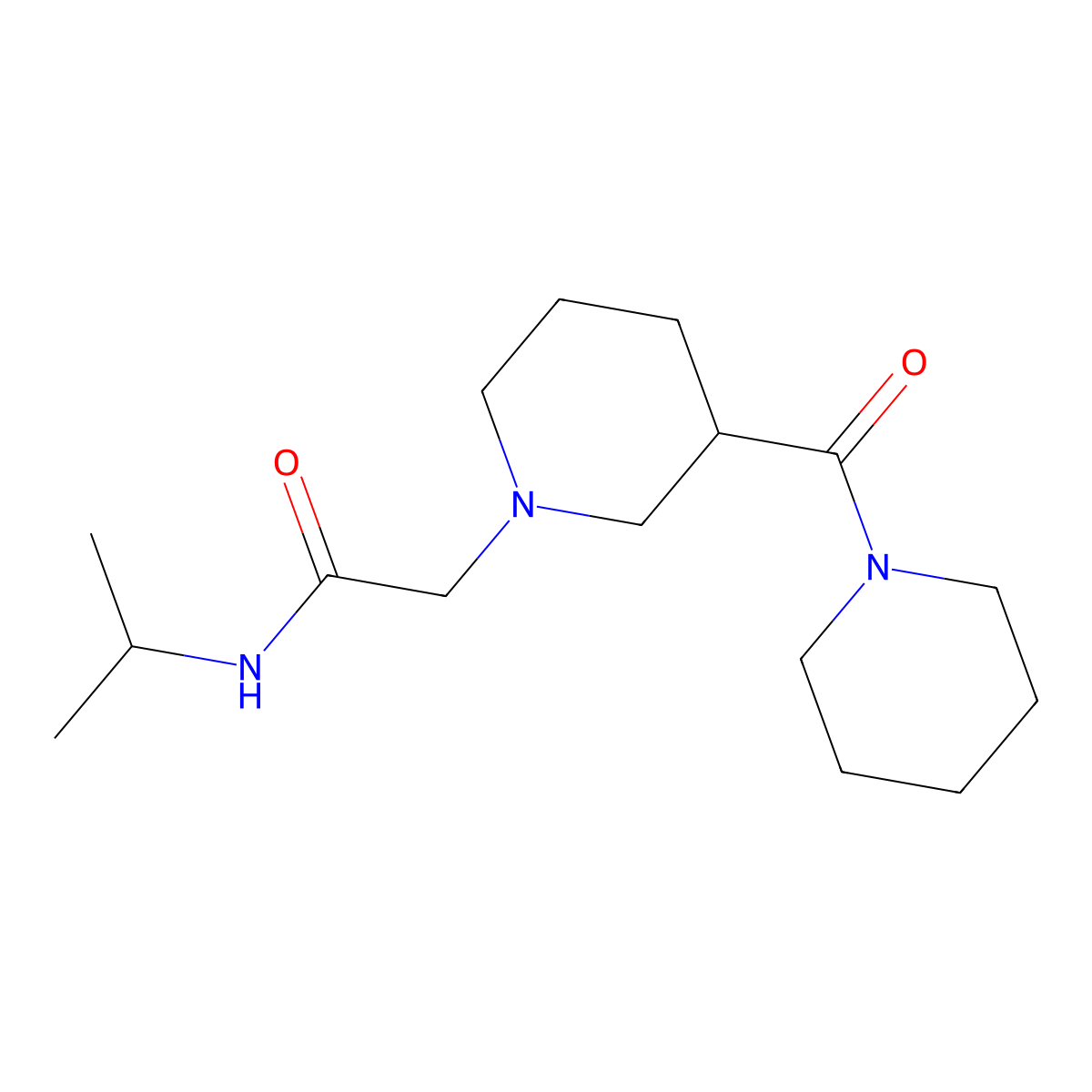 2-[3-(piperidine-1-carbonyl)piperidin-1-yl]-N-(propan-2-yl)acetamide molecular structure, CAS 2877703-03-0