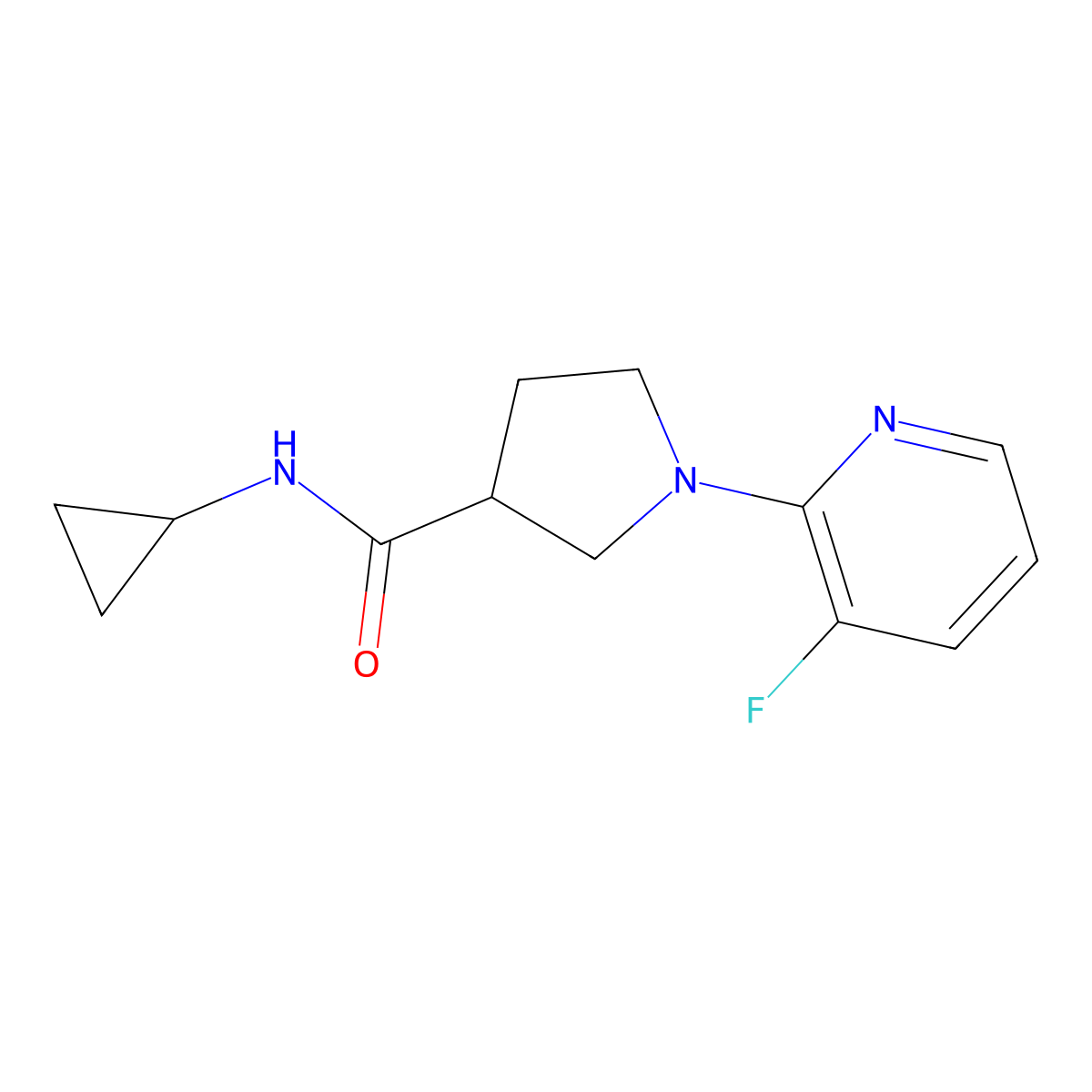 N-cyclopropyl-1-(3-fluoropyridin-2-yl)pyrrolidine-3-carboxamide molecular structure, CAS 2877703-07-4