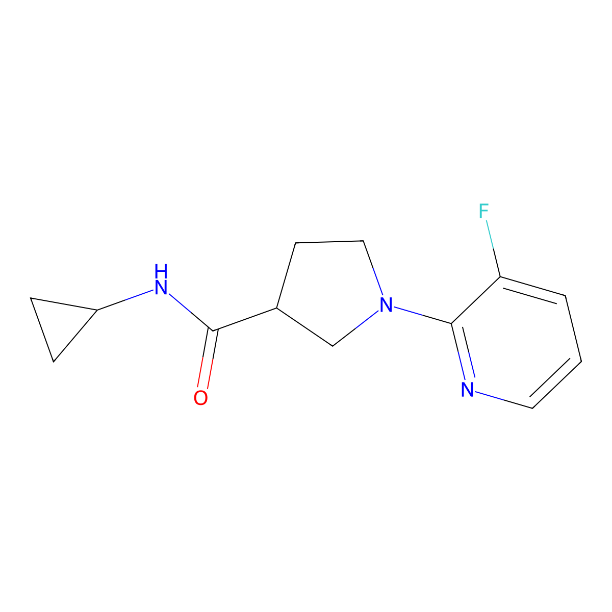 N-cyclopropyl-1-(3-fluoropyridin-2-yl)pyrrolidine-3-carboxamide molecular structure, CAS 2877703-07-4