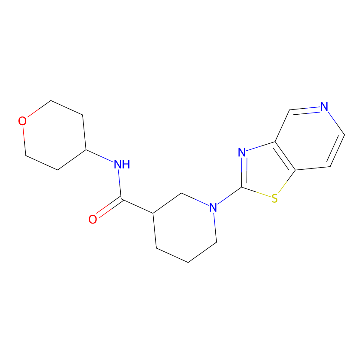 N-(oxan-4-yl)-1-{[1,3]thiazolo[4,5-c]pyridin-2-yl}piperidine-3-carboxamide molecular structure, CAS 2877703-09-6