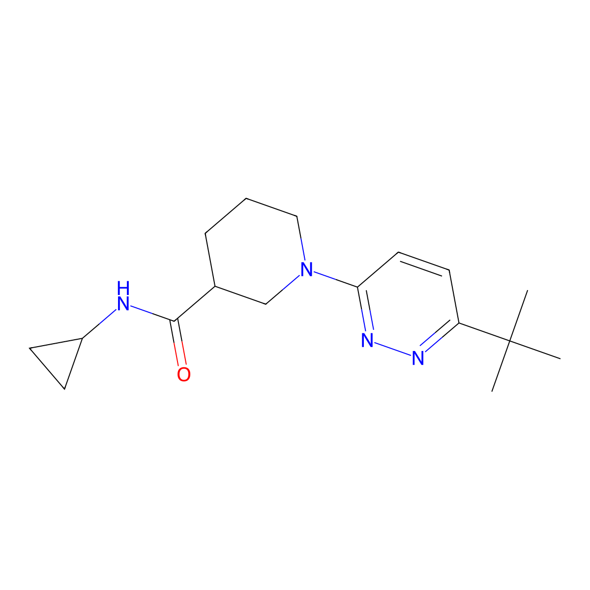 1-(6-tert-butylpyridazin-3-yl)-N-cyclopropylpiperidine-3-carboxamide molecular structure, CAS 2877703-11-0