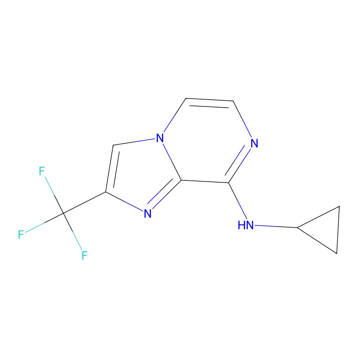 N-cyclopropyl-2-(trifluoromethyl)imidazo[1,2-a]pyrazin-8-amine molecular structure, CAS 2877703-17-6