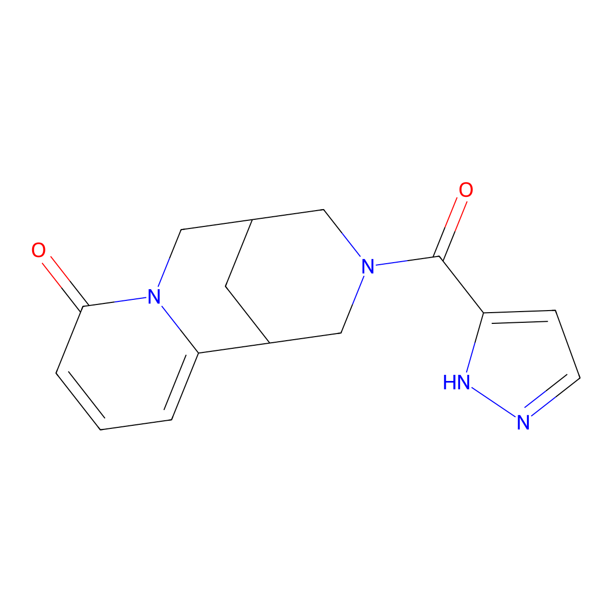 11-(1H-pyrazole-5-carbonyl)-7,11-diazatricyclo[7.3.1.02,7]trideca-2,4-dien-6-one molecular structure, CAS 2877703-22-3