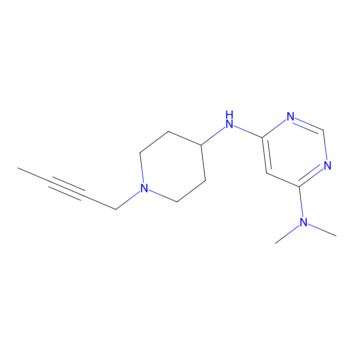6-N-(1-but-2-ynylpiperidin-4-yl)-4-N,4-N-dimethylpyrimidine-4,6-diamine molecular structure, CAS 2877703-24-5