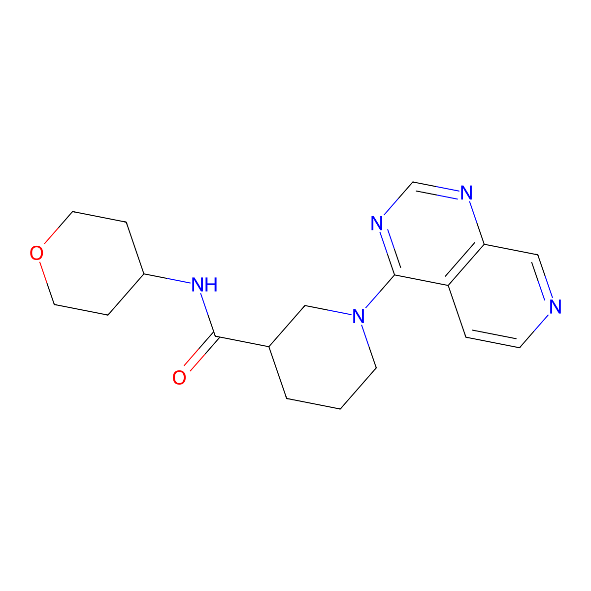 N-(oxan-4-yl)-1-{pyrido[3,4-d]pyrimidin-4-yl}piperidine-3-carboxamide molecular structure, CAS 2877703-27-8