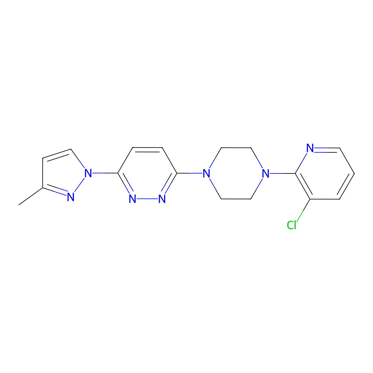 3-[4-(3-chloropyridin-2-yl)piperazin-1-yl]-6-(3-methyl-1H-pyrazol-1-yl)pyridazine molecular structure, CAS 2877704-54-4