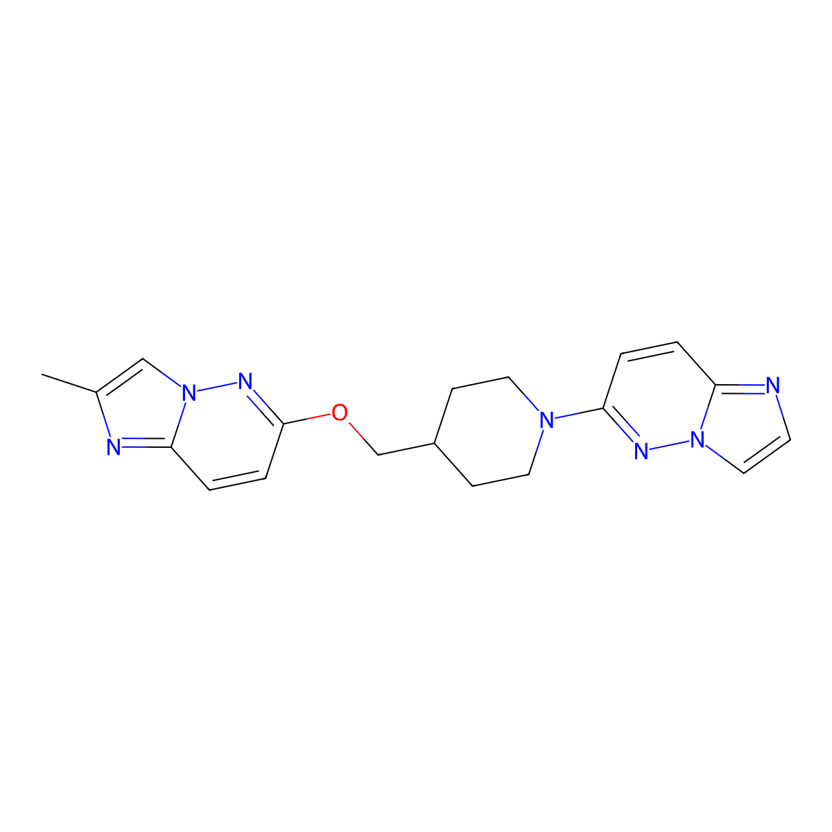 1-{Imidazo[1,2-b]pyridazin-6-yl}-4-[({2-methylimidazo[1,2-b]pyridazin-6-yl}oxy)methyl]piperidine molecular structure, CAS 2877704-63-5