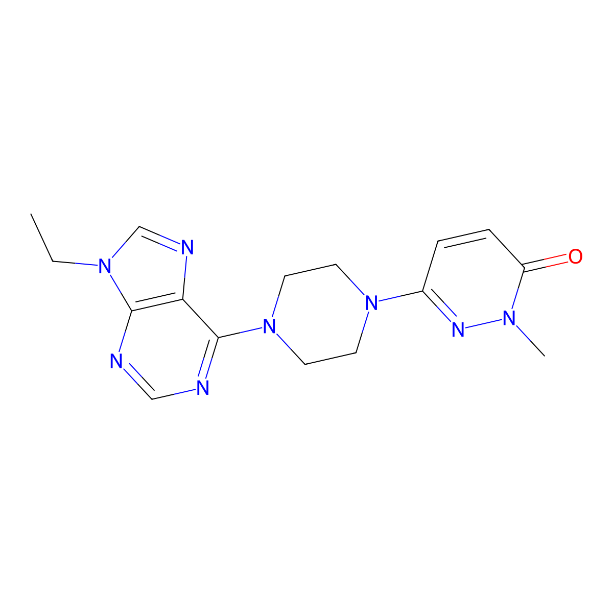 6-[4-(9-ethyl-9H-purin-6-yl)piperazin-1-yl]-2-methyl-2,3-dihydropyridazin-3-one molecular structure, CAS 2877704-67-9