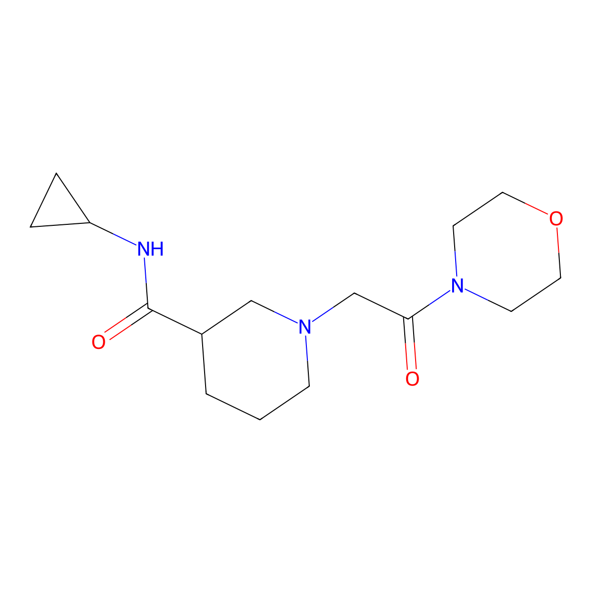 N-cyclopropyl-1-[2-(morpholin-4-yl)-2-oxoethyl]piperidine-3-carboxamide molecular structure, CAS 2877704-74-8