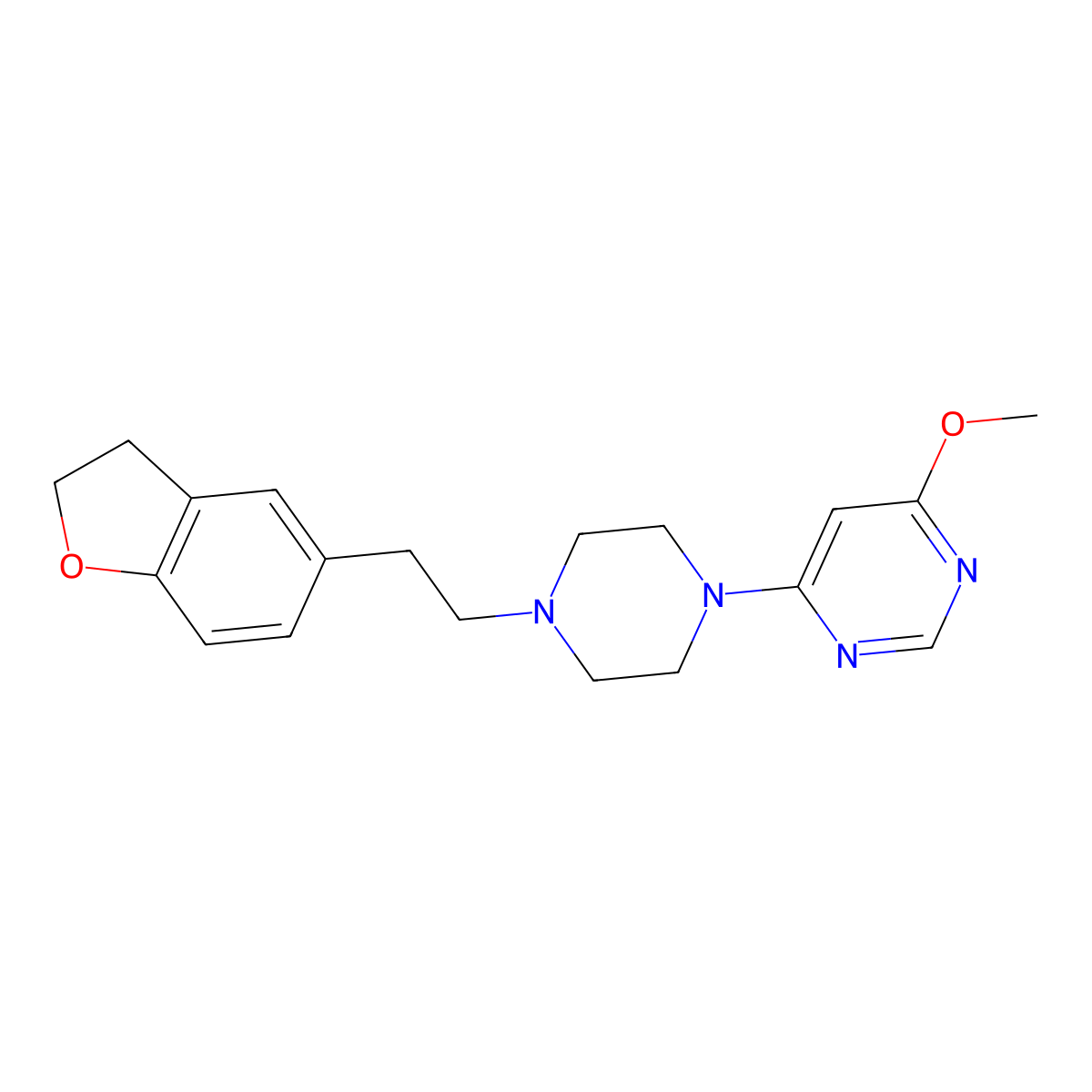 4-{4-[2-(2,3-Dihydro-1-benzofuran-5-yl)ethyl]piperazin-1-yl}-6-methoxypyrimidine molecular structure, CAS 2877704-79-3