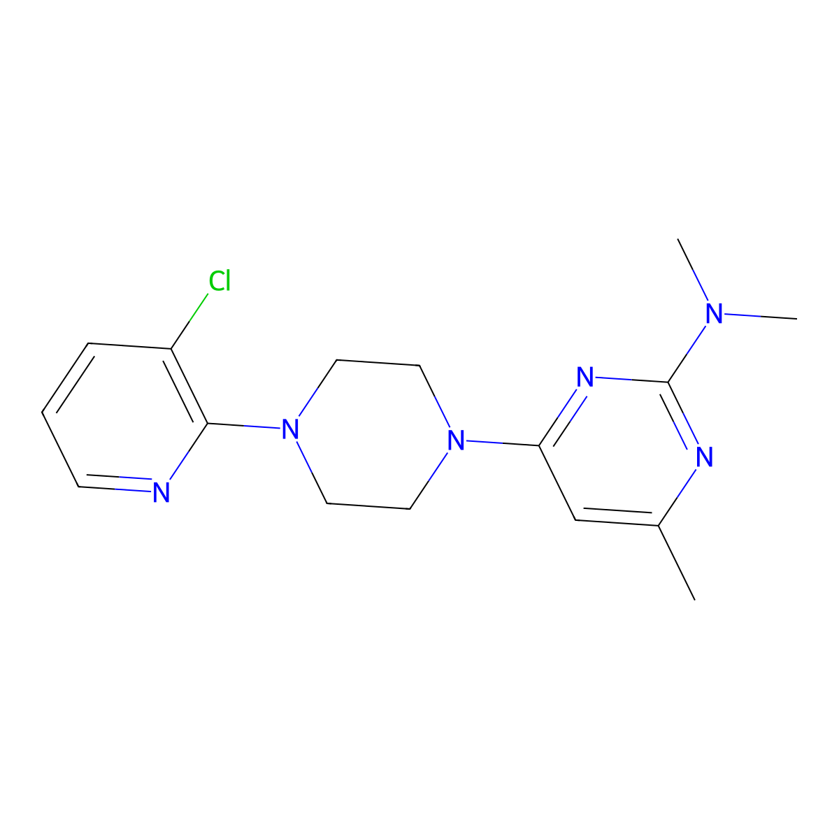 4-[4-(3-chloropyridin-2-yl)piperazin-1-yl]-N,N,6-trimethylpyrimidin-2-amine molecular structure, CAS 2877704-84-0