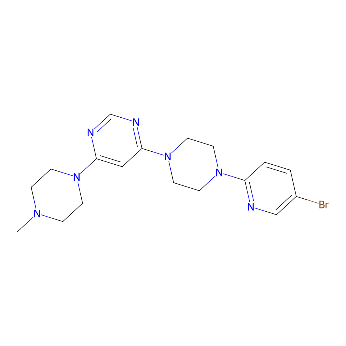 4-[4-(5-Bromopyridin-2-yl)piperazin-1-yl]-6-(4-methylpiperazin-1-yl)pyrimidine molecular structure, CAS 2877704-89-5