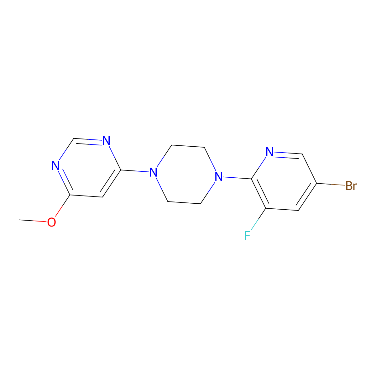 4-[4-(5-Bromo-3-fluoropyridin-2-yl)piperazin-1-yl]-6-methoxypyrimidine molecular structure, CAS 2877704-93-1