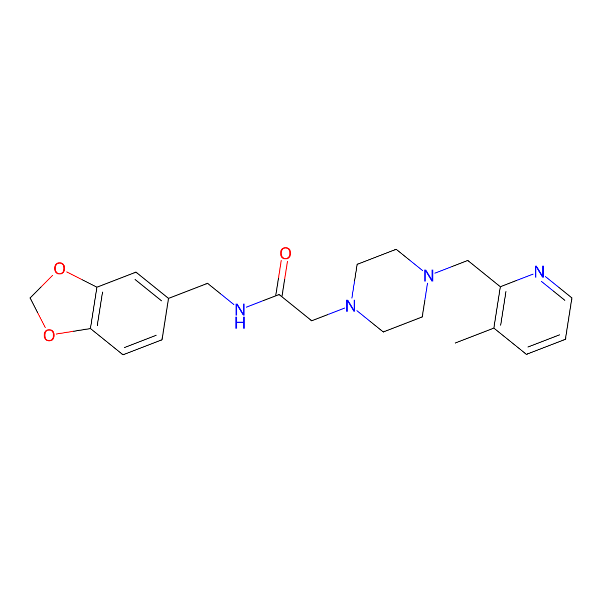 N-[(2H-1,3-benzodioxol-5-yl)methyl]-2-{4-[(3-methylpyridin-2-yl)methyl]piperazin-1-yl}acetamide molecular structure, CAS 2877704-98-6