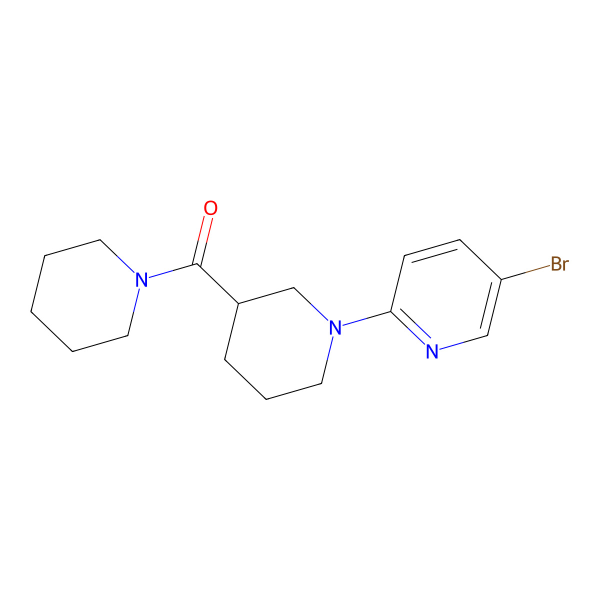 5-Bromo-2-[3-(piperidine-1-carbonyl)piperidin-1-yl]pyridine molecular structure, CAS 2877705-10-5
