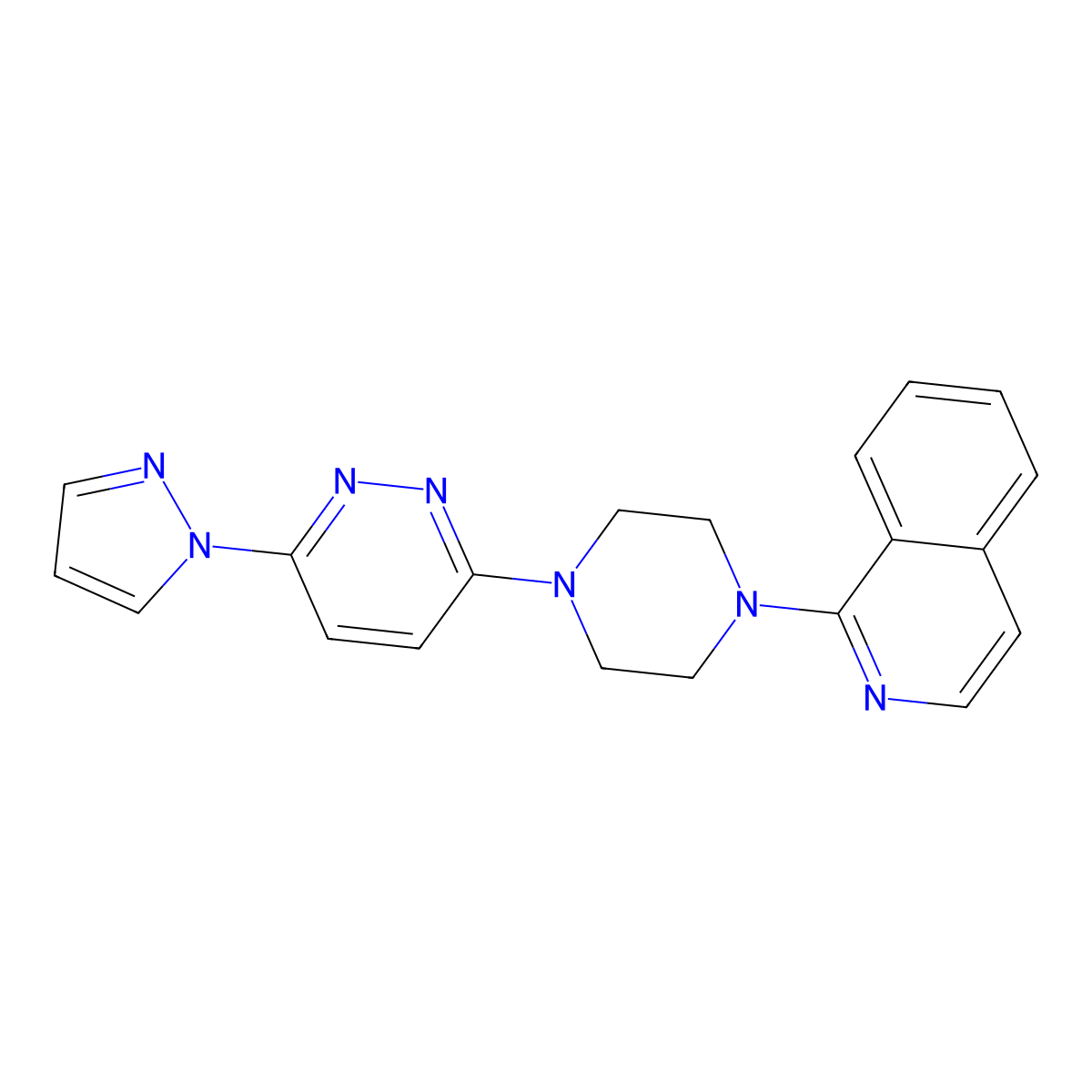 1-{4-[6-(1H-pyrazol-1-yl)pyridazin-3-yl]piperazin-1-yl}isoquinoline molecular structure, CAS 2877705-13-8