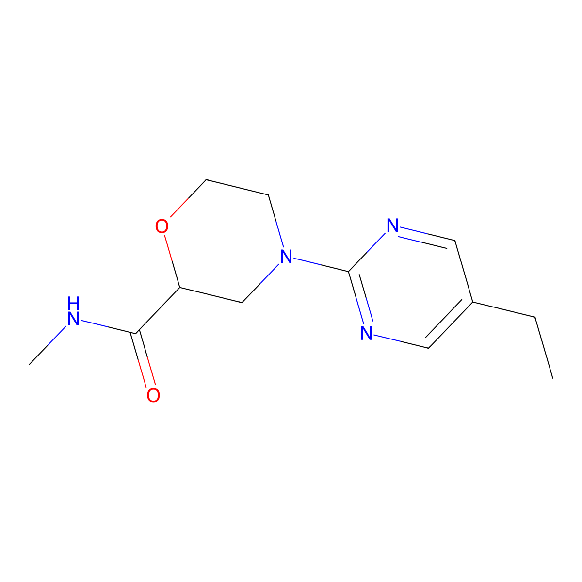 4-(5-ethylpyrimidin-2-yl)-N-methylmorpholine-2-carboxamide molecular structure, CAS 2877705-16-1