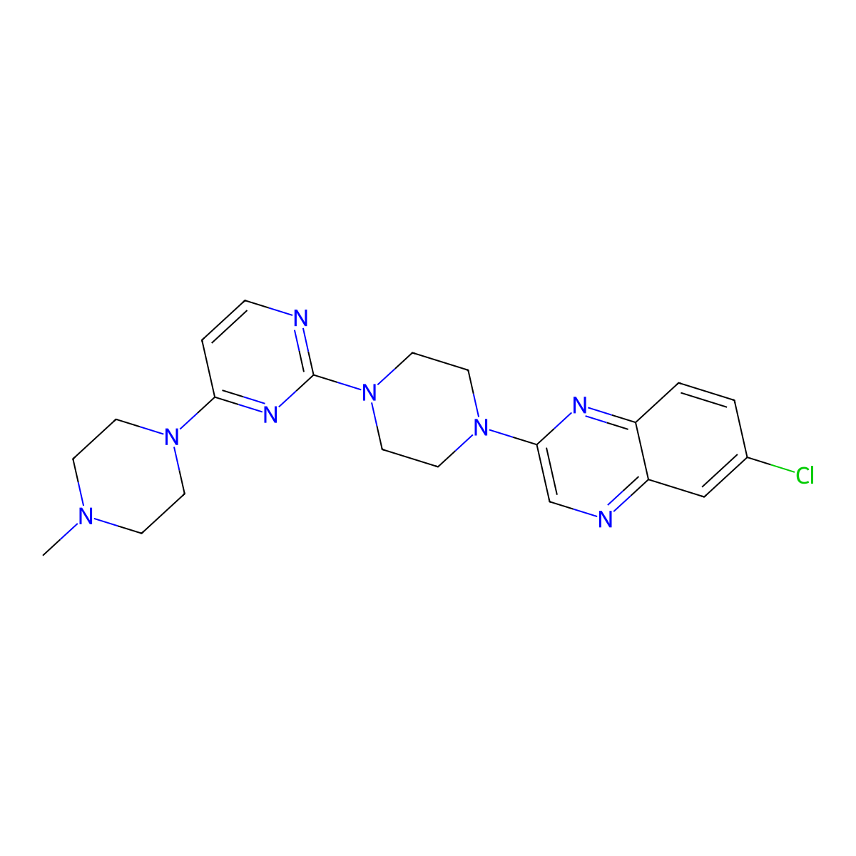 6-Chloro-2-{4-[4-(4-methylpiperazin-1-yl)pyrimidin-2-yl]piperazin-1-yl}quinoxaline molecular structure, CAS 2877705-17-2