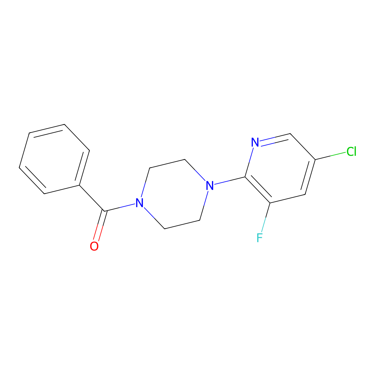 1-Benzoyl-4-(5-chloro-3-fluoropyridin-2-yl)piperazine molecular structure, CAS 2877705-18-3