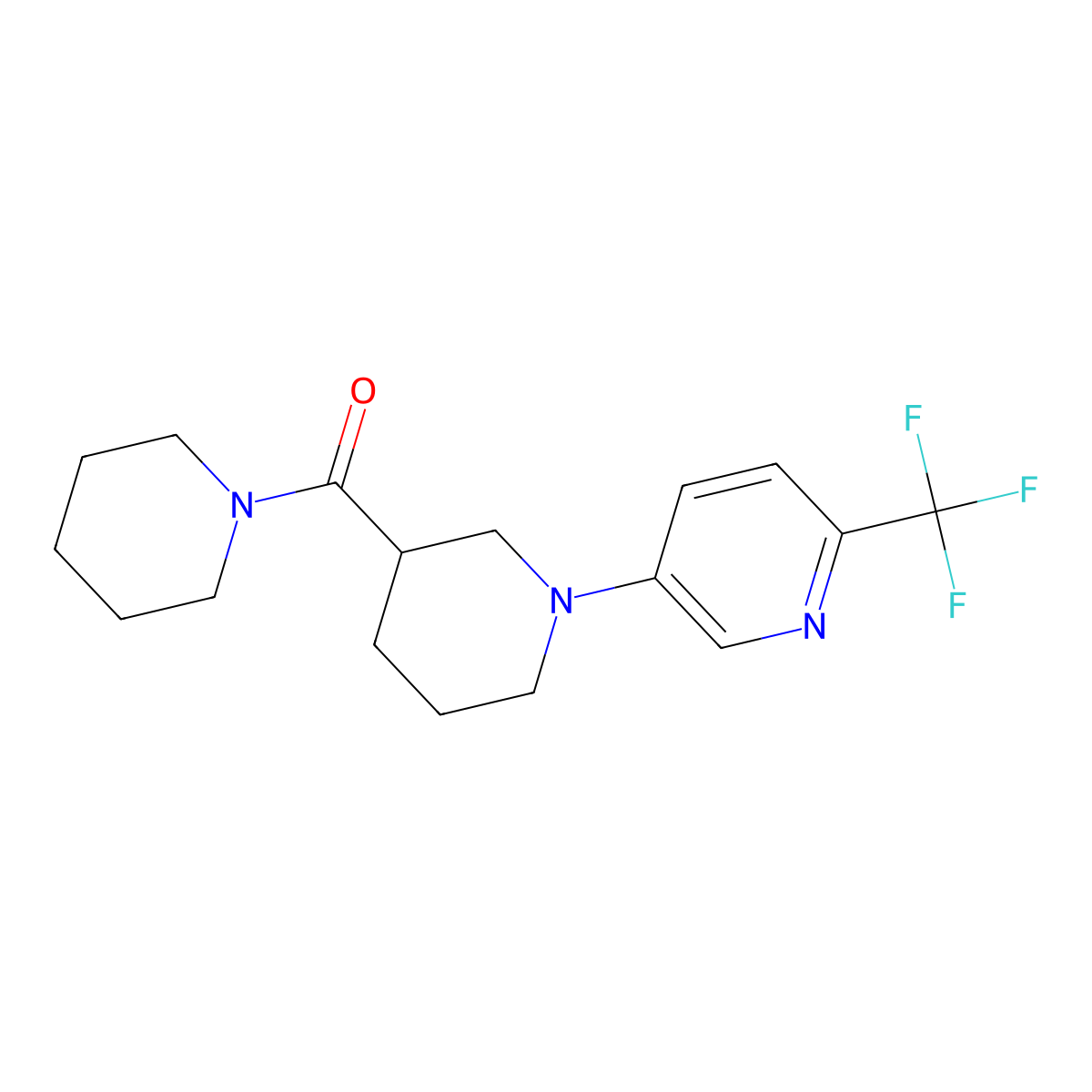 5-[3-(Piperidine-1-carbonyl)piperidin-1-yl]-2-(trifluoromethyl)pyridine molecular structure, CAS 2877705-20-7