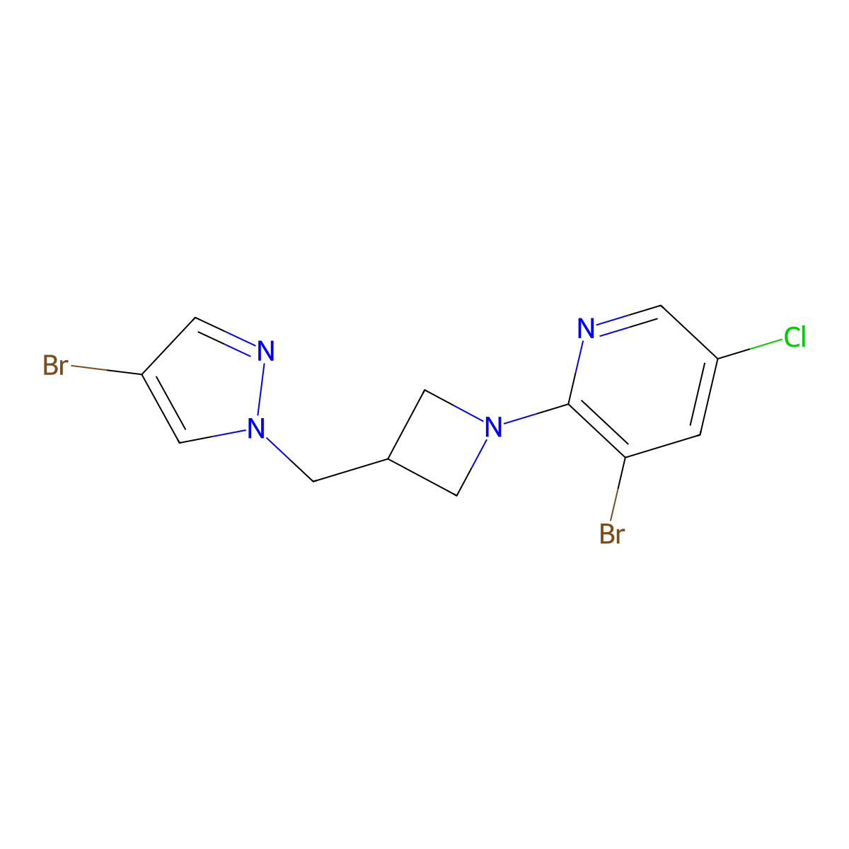 3-bromo-2-{3-[(4-bromo-1H-pyrazol-1-yl)methyl]azetidin-1-yl}-5-chloropyridine molecular structure, CAS 2877705-25-2
