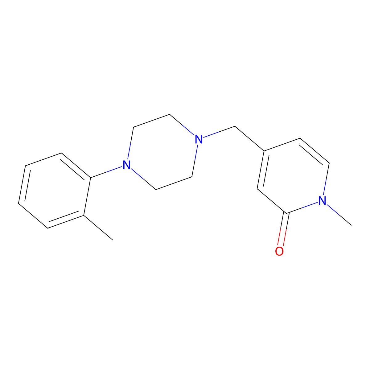 1-Methyl-4-{[4-(2-methylphenyl)piperazin-1-yl]methyl}-1,2-dihydropyridin-2-one molecular structure, CAS 2877705-27-4