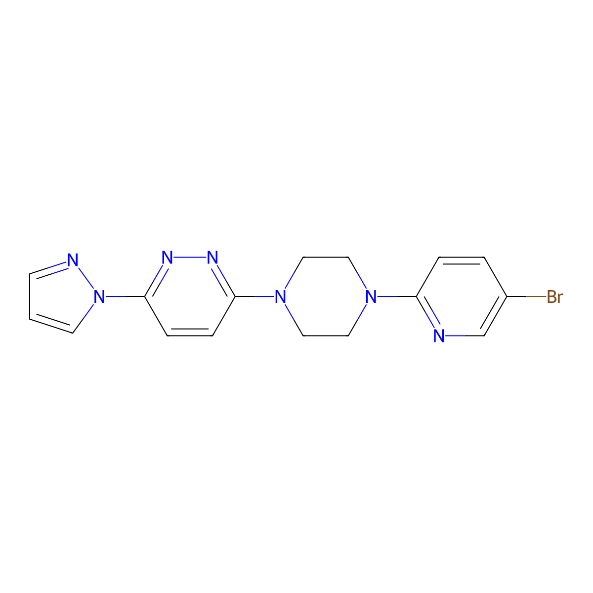 3-[4-(5-bromopyridin-2-yl)piperazin-1-yl]-6-(1H-pyrazol-1-yl)pyridazine molecular structure, CAS 2877705-29-6
