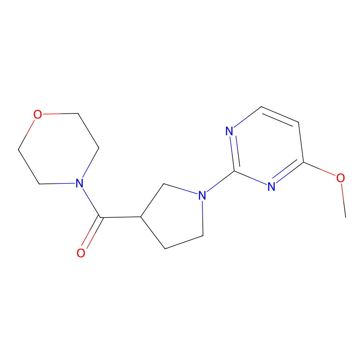 4-[1-(4-Methoxypyrimidin-2-yl)pyrrolidine-3-carbonyl]morpholine molecular structure, CAS 2877705-32-1