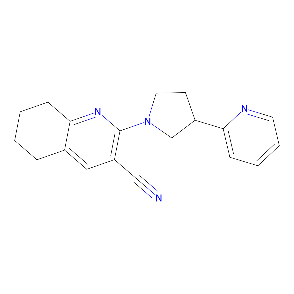 2-[3-(Pyridin-2-yl)pyrrolidin-1-yl]-5,6,7,8-tetrahydroquinoline-3-carbonitrile molecular structure, CAS 2877705-41-2