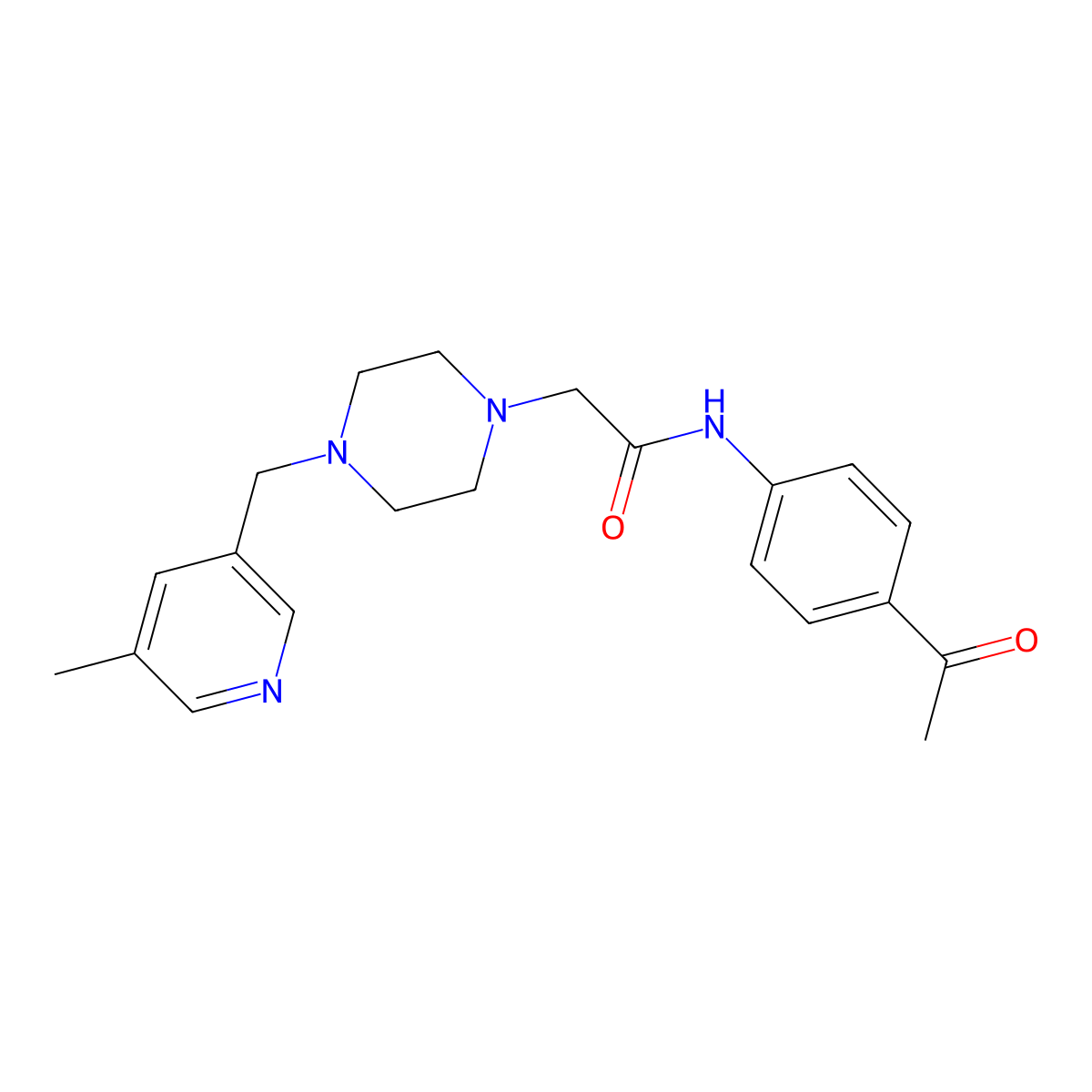 N-(4-acetylphenyl)-2-{4-[(5-methylpyridin-3-yl)methyl]piperazin-1-yl}acetamide molecular structure, CAS 2877705-42-3