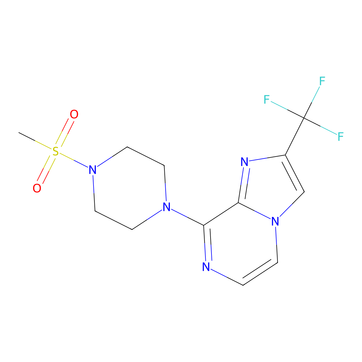 1-Methanesulfonyl-4-[2-(trifluoromethyl)imidazo[1,2-a]pyrazin-8-yl]piperazine molecular structure, CAS 2877705-48-9