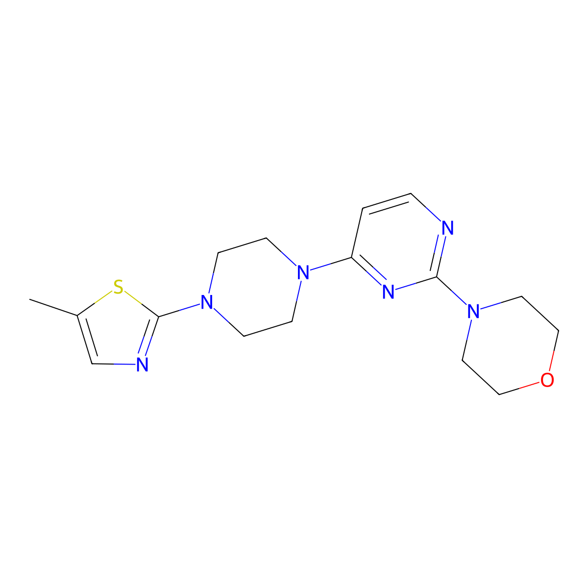 4-{4-[4-(5-Methyl-1,3-thiazol-2-yl)piperazin-1-yl]pyrimidin-2-yl}morpholine molecular structure, CAS 2877705-50-3