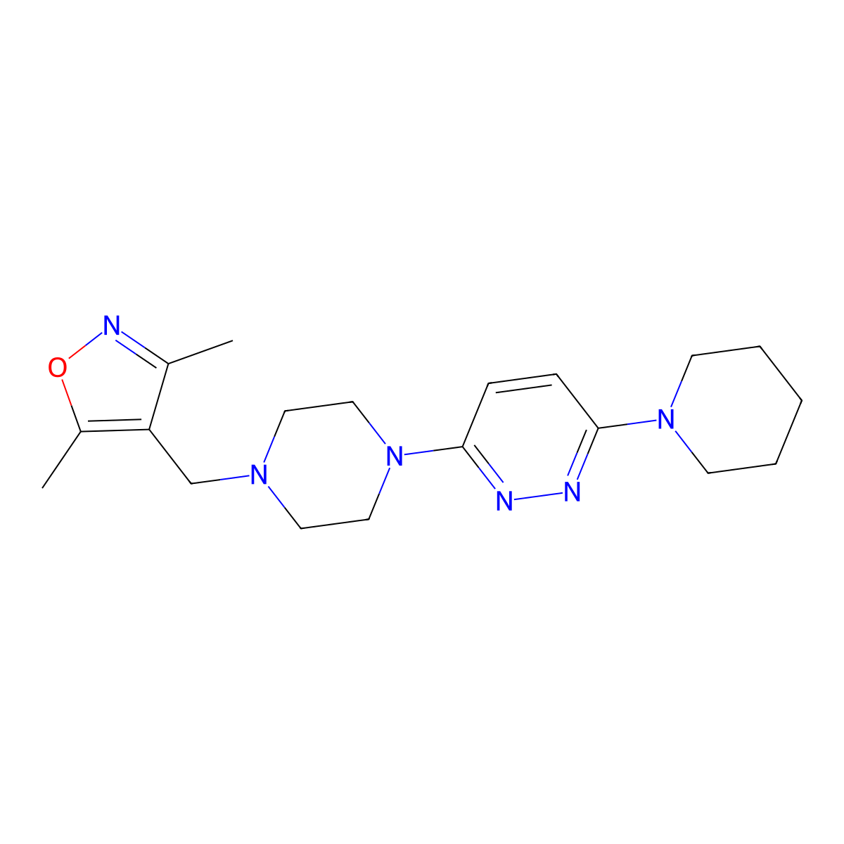 3-{4-[(3,5-Dimethyl-1,2-oxazol-4-yl)methyl]piperazin-1-yl}-6-(piperidin-1-yl)pyridazine molecular structure, CAS 2877705-53-6