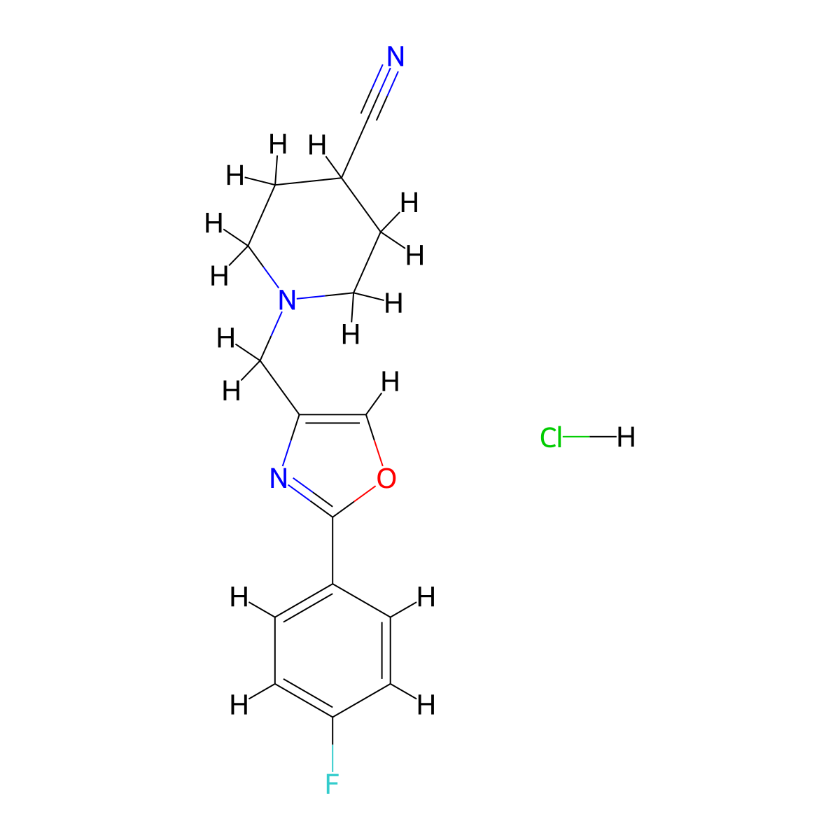 1-{[2-(4-Fluorophenyl)-1,3-oxazol-4-yl]methyl}piperidine-4-carbonitrile molecular structure, CAS 2877705-61-6