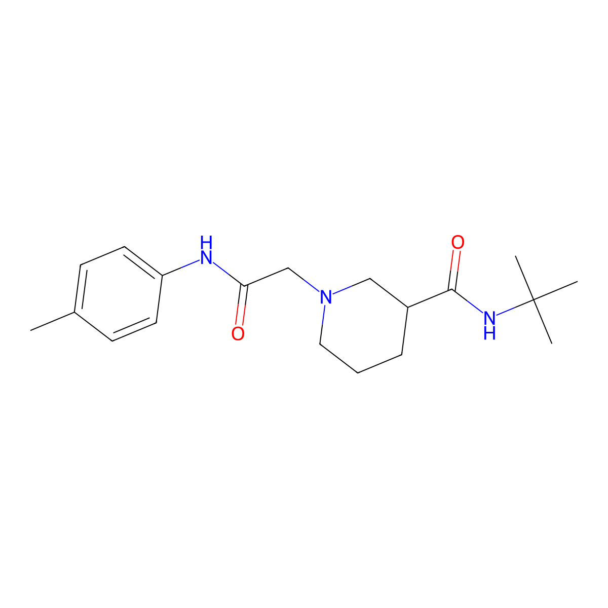 N-tert-butyl-1-{[(4-methylphenyl)carbamoyl]methyl}piperidine-3-carboxamide molecular structure, CAS 2877705-67-2