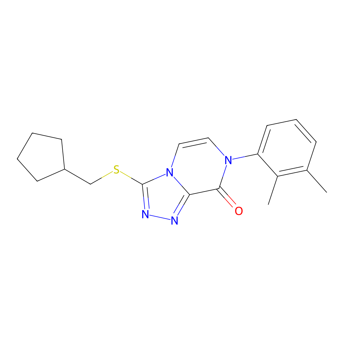 3-[(cyclopentylmethyl)sulfanyl]-7-(2,3-dimethylphenyl)-7H,8H-[1,2,4]triazolo[4,3-a]pyrazin-8-one molecular structure, CAS 2877705-70-7