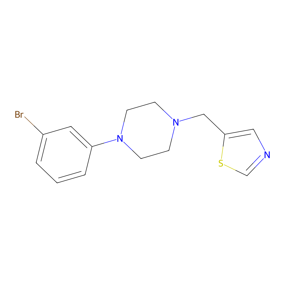 1-(3-Bromophenyl)-4-[(1,3-thiazol-5-yl)methyl]piperazine molecular structure, CAS 2877705-71-8