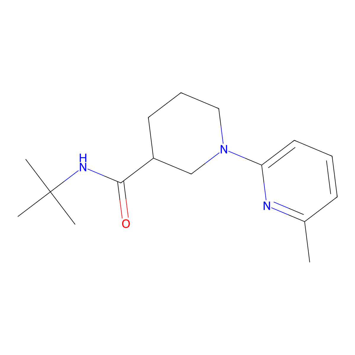 N-tert-butyl-1-(6-methylpyridin-2-yl)piperidine-3-carboxamide molecular structure, CAS 2877705-73-0