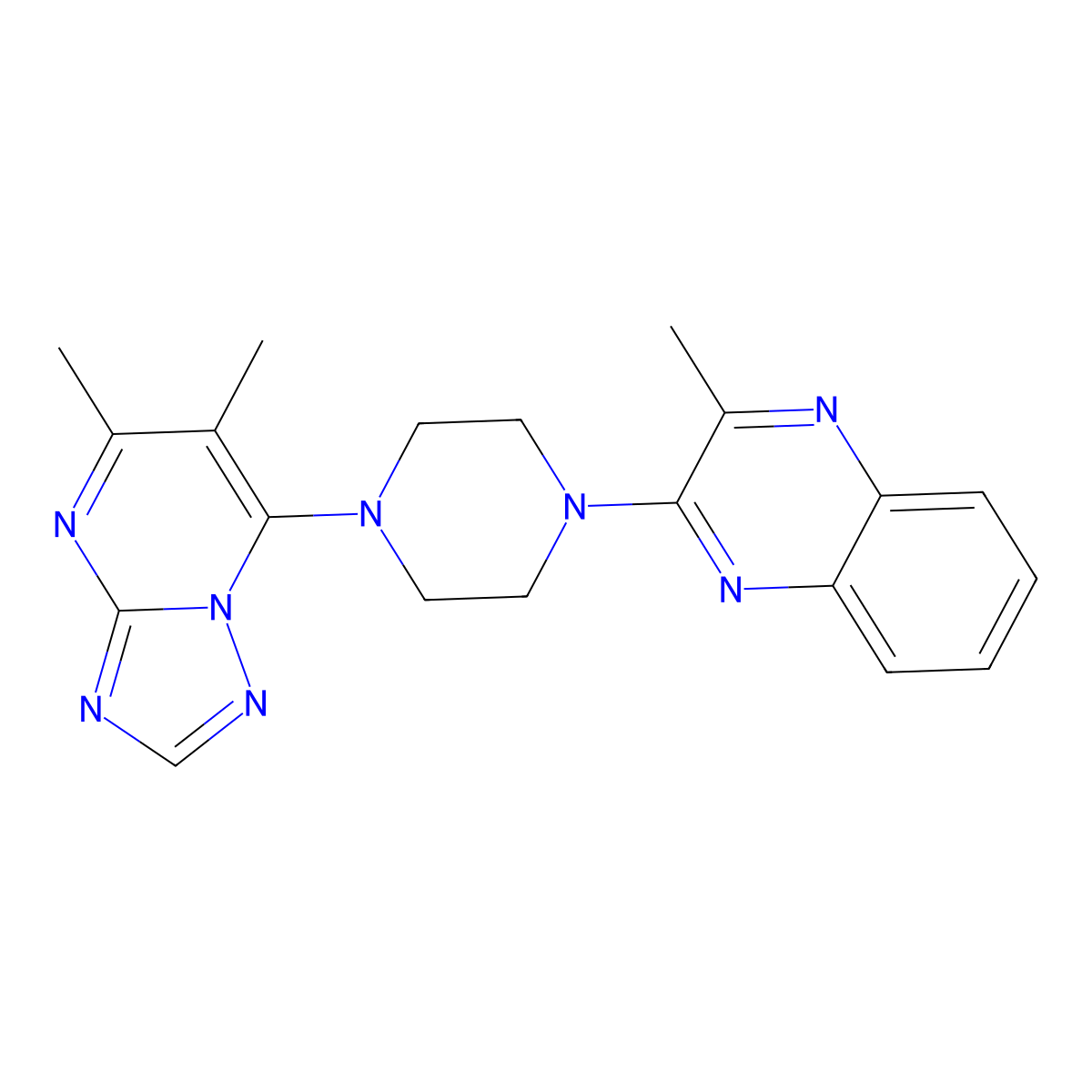 2-(4-{5,6-Dimethyl-[1,2,4]triazolo[1,5-a]pyrimidin-7-yl}piperazin-1-yl)-3-methylquinoxaline molecular structure, CAS 2877705-79-6