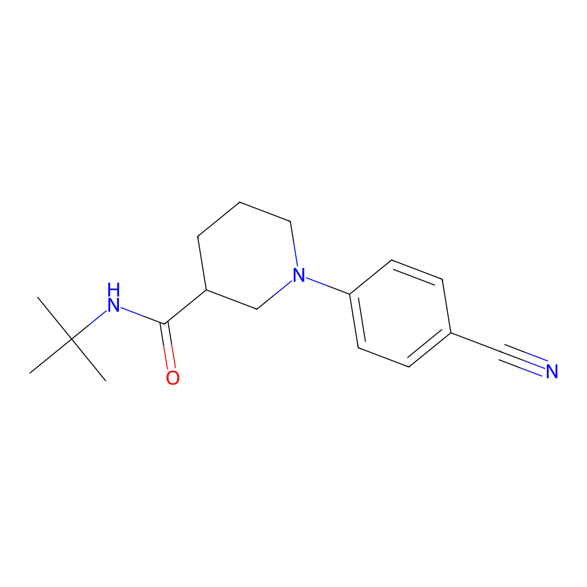 N-tert-butyl-1-(4-cyanophenyl)piperidine-3-carboxamide molecular structure, CAS 2877705-86-5