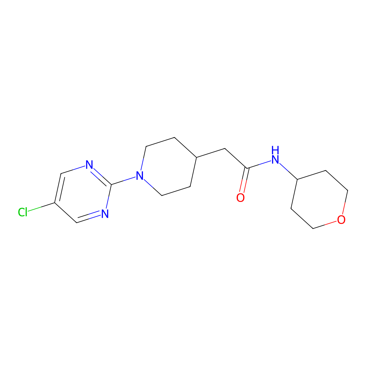2-[1-(5-chloropyrimidin-2-yl)piperidin-4-yl]-N-(oxan-4-yl)acetamide molecular structure, CAS 2877705-88-7