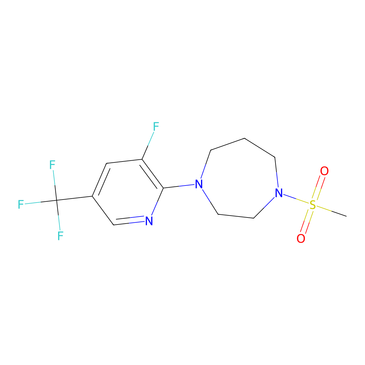 1-[3-Fluoro-5-(trifluoromethyl)pyridin-2-yl]-4-methanesulfonyl-1,4-diazepane molecular structure, CAS 2877705-90-1