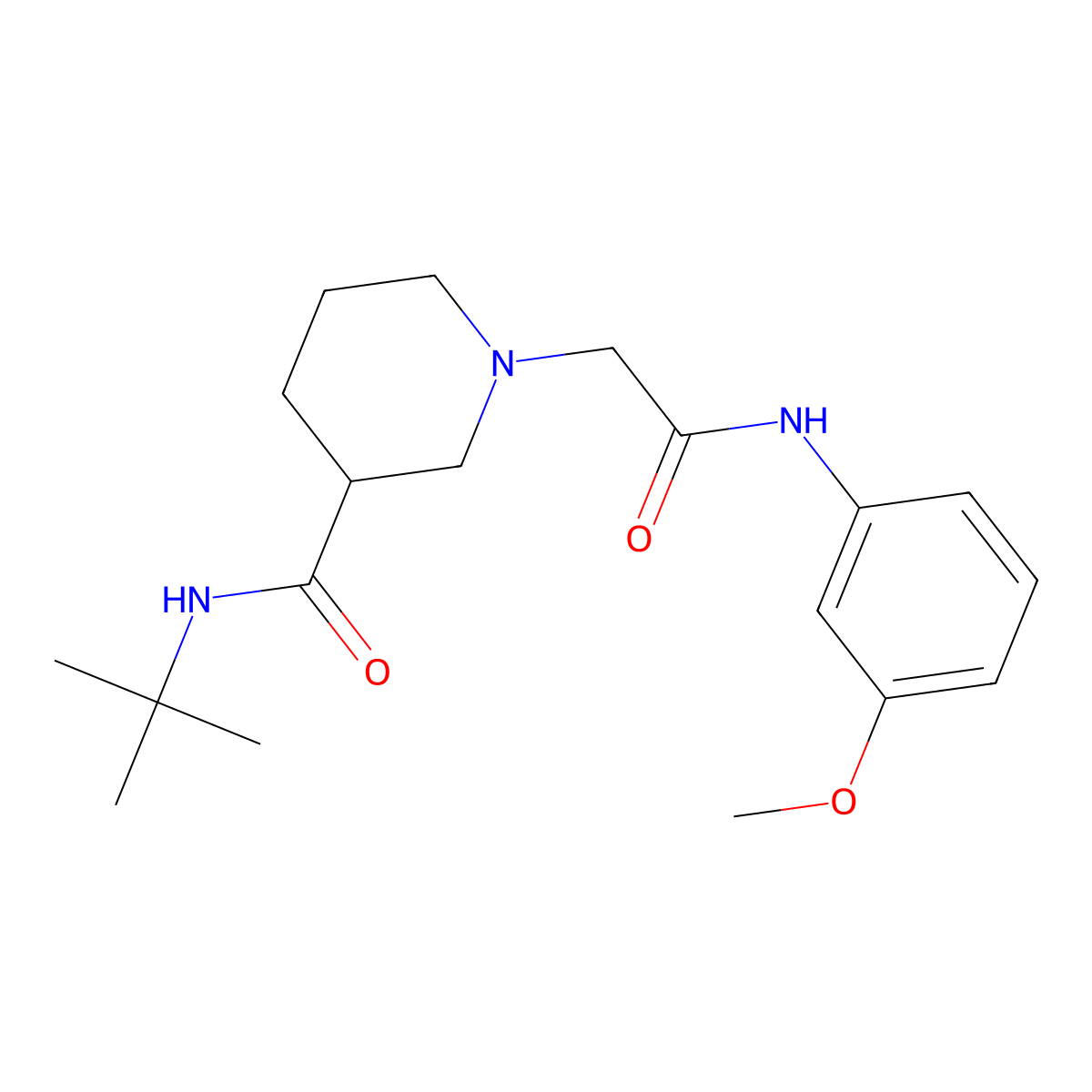 N-tert-butyl-1-{[(3-methoxyphenyl)carbamoyl]methyl}piperidine-3-carboxamide molecular structure, CAS 2877705-91-2