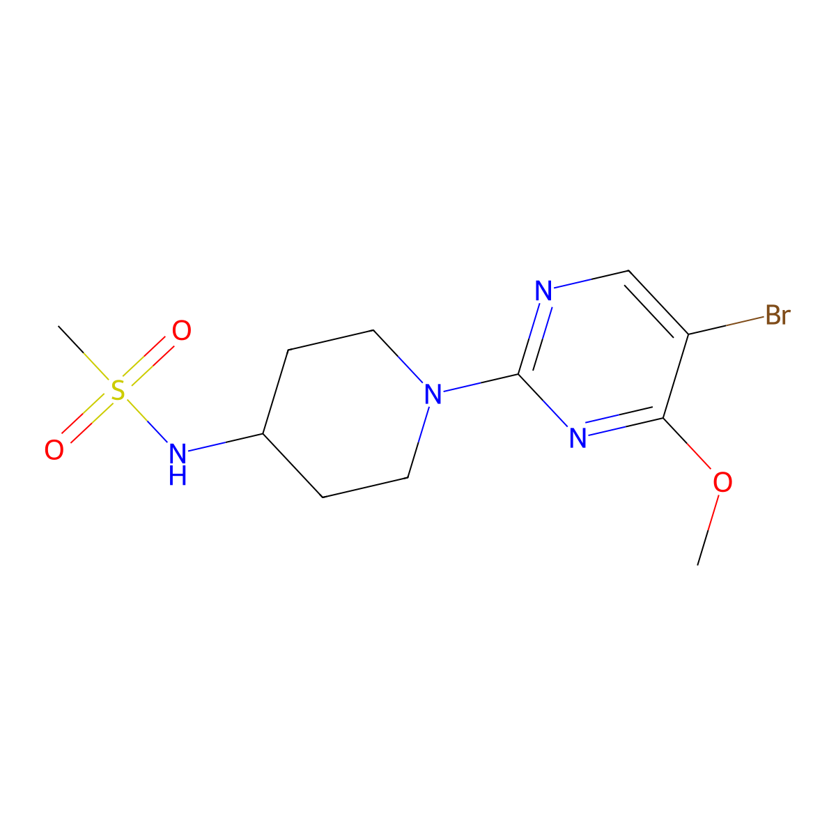 N-[1-(5-bromo-4-methoxypyrimidin-2-yl)piperidin-4-yl]methanesulfonamide molecular structure, CAS 2877705-97-8