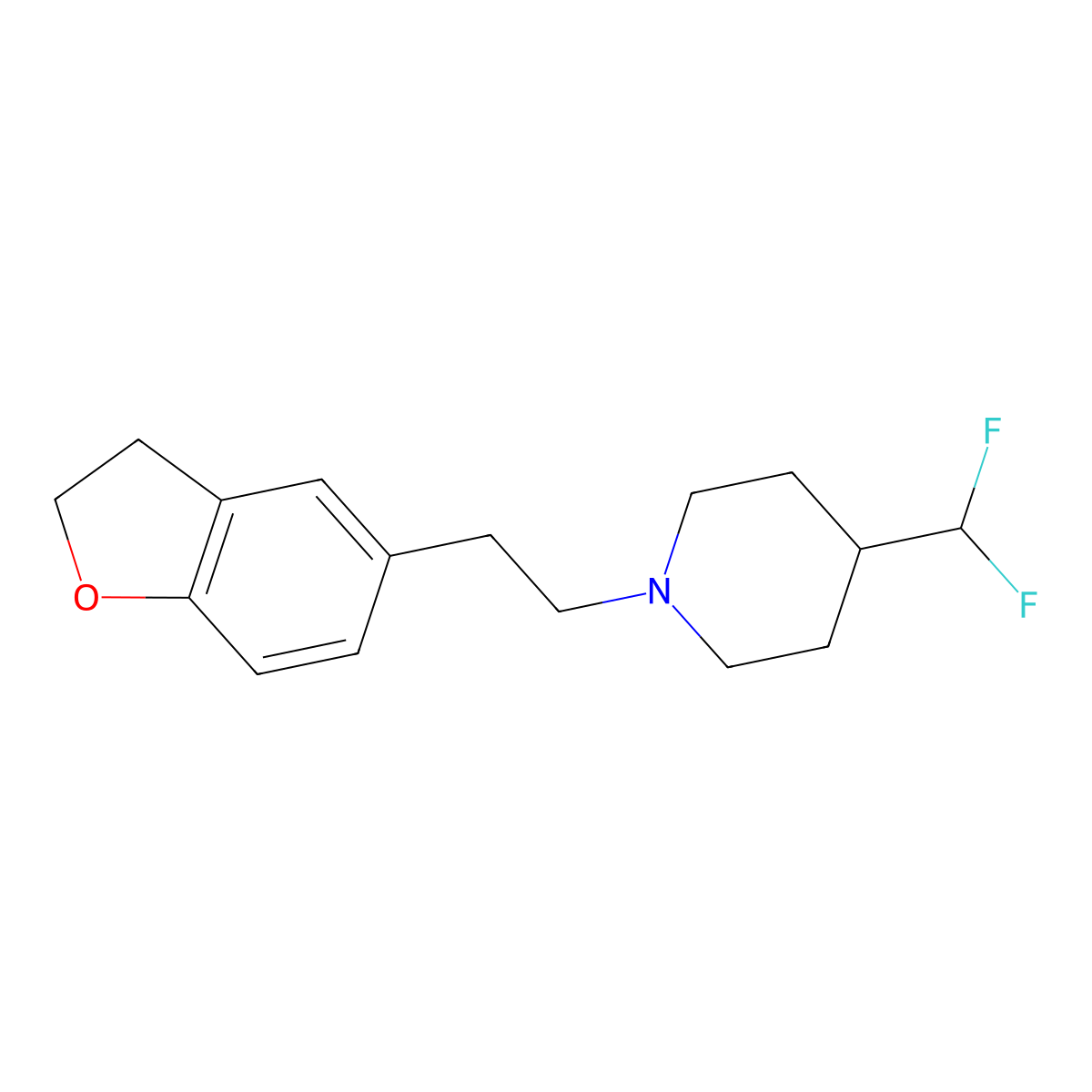 4-(Difluoromethyl)-1-[2-(2,3-dihydro-1-benzofuran-5-yl)ethyl]piperidine molecular structure, CAS 2877705-98-9