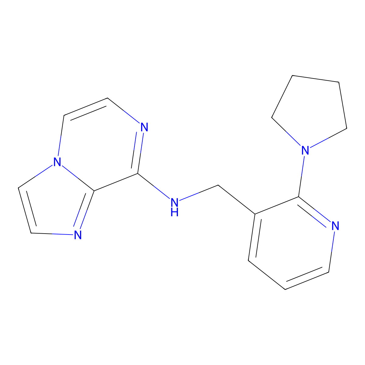 N-{[2-(pyrrolidin-1-yl)pyridin-3-yl]methyl}imidazo[1,2-a]pyrazin-8-amine molecular structure, CAS 2877706-02-8