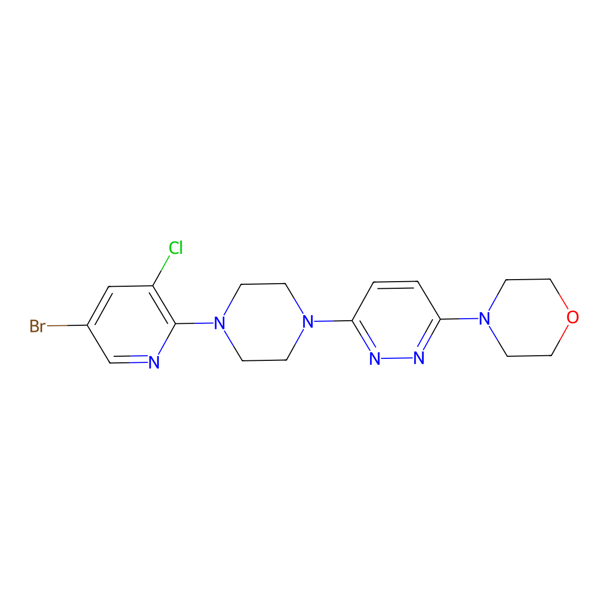 4-{6-[4-(5-Bromo-3-chloropyridin-2-yl)piperazin-1-yl]pyridazin-3-yl}morpholine molecular structure, CAS 2877706-05-1