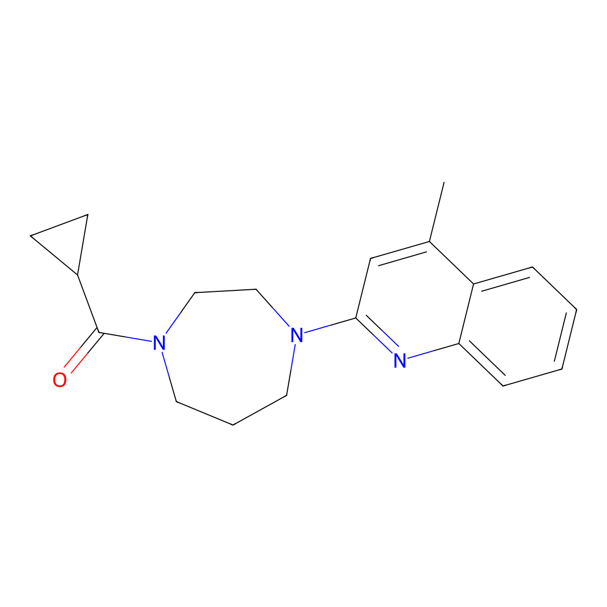 2-(4-Cyclopropanecarbonyl-1,4-diazepan-1-yl)-4-methylquinoline molecular structure, CAS 2877706-08-4