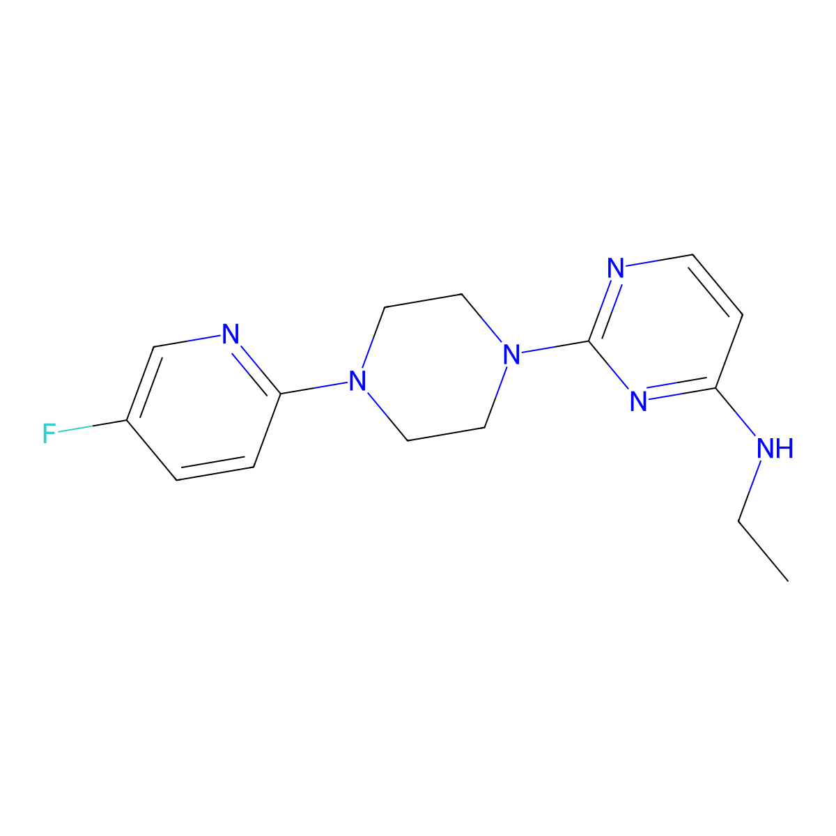 N-ethyl-2-[4-(5-fluoropyridin-2-yl)piperazin-1-yl]pyrimidin-4-amine molecular structure, CAS 2877706-23-3